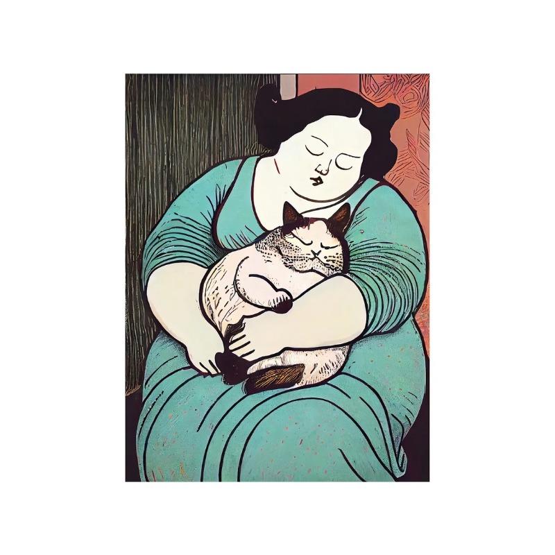 Canvas Printing Art Cat In Life Poster Animal Wall Decor Art Picture Vintage Wall Decoration Home Room Bar Gift for Cat Lovers