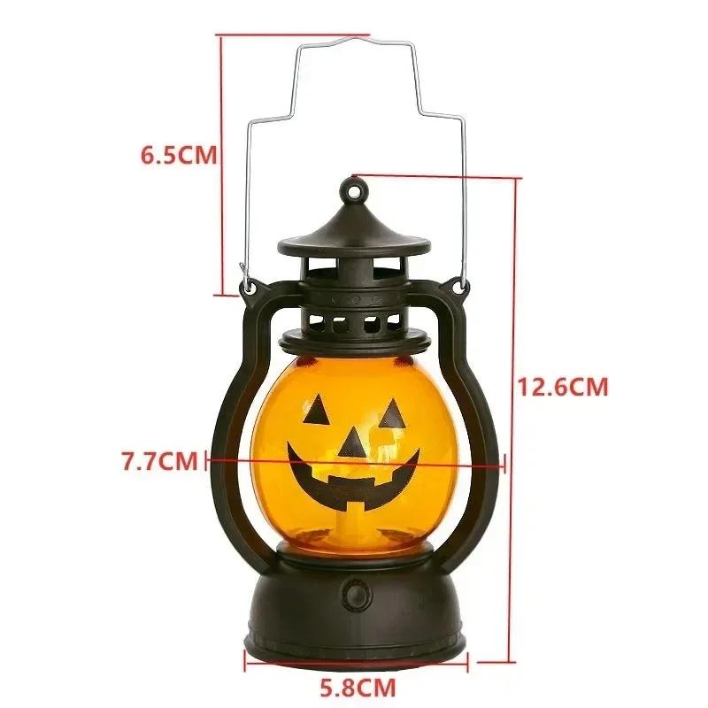 For Vintage LED Pumpkin Light Halloween Handheld Lantern Outdoor Decor for Camping Garden Haunted House Yard Table Lamp Supplies