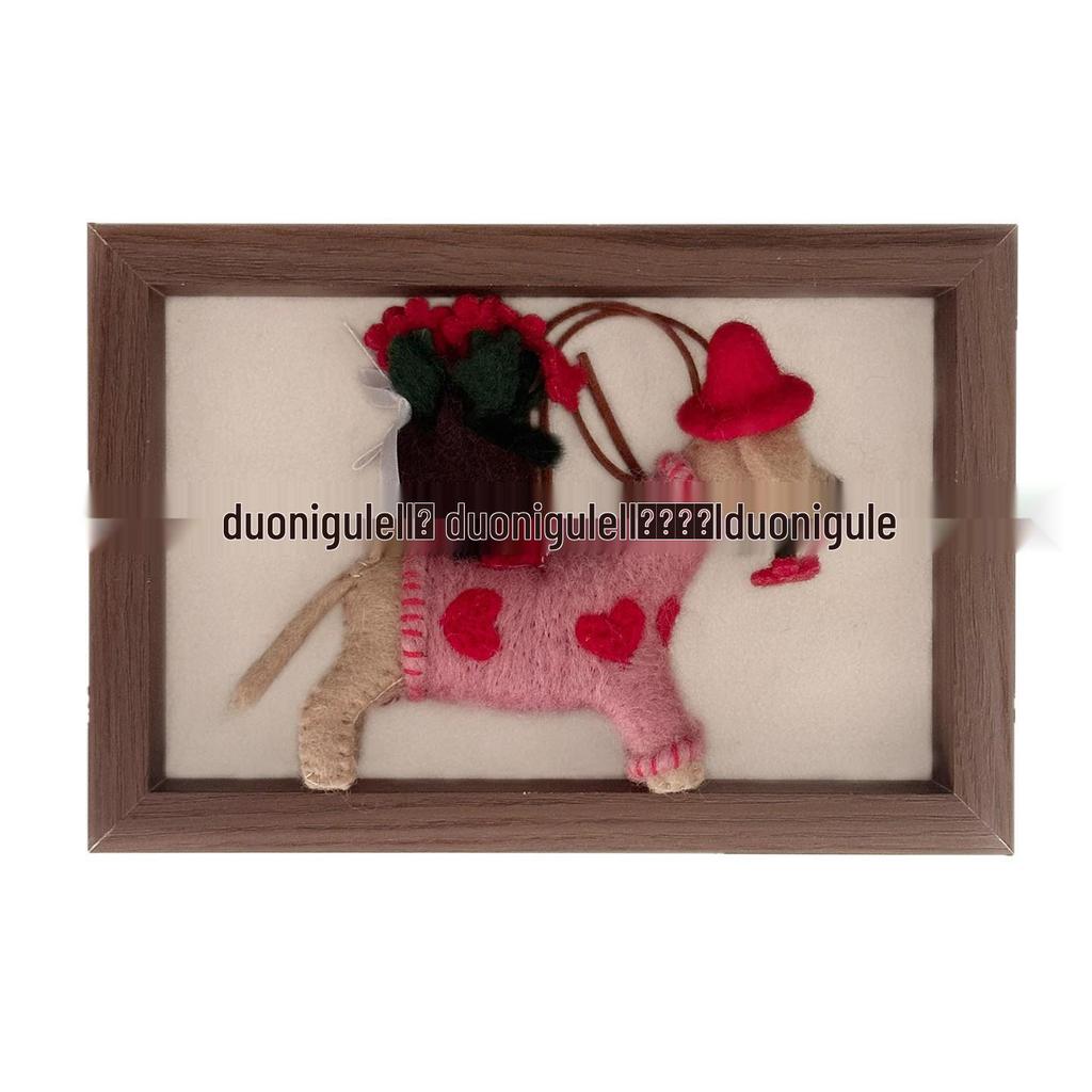 Doni Gulo Handmade Dachshund Wool Felt Pendant: Flower Basket Heart Keychain & Car Charm Gift