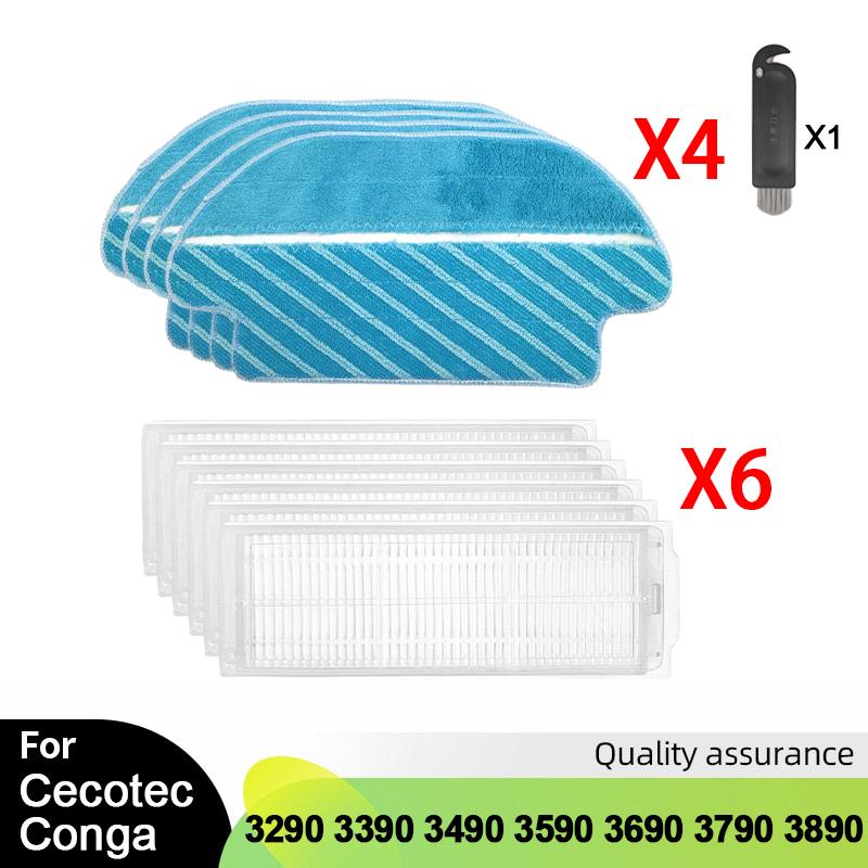 For Cecotec Conga 3290 3390 3490 3590 3690 3790 3890 Ultra Titanium Vacuum Cleaner Parts Main Side Brush HEPA Filter Mop Rag