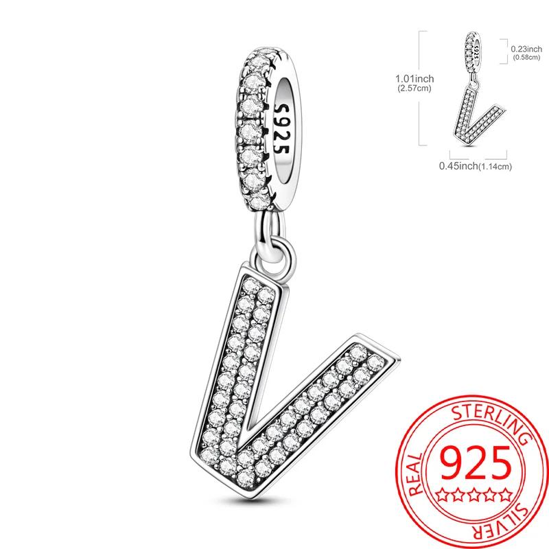 Copper 26 Letters Alphabet Charms Bead Inlaid Shiny Zircon Diy Love Letters Jewelry Gift Fit Original Bracelet For Women