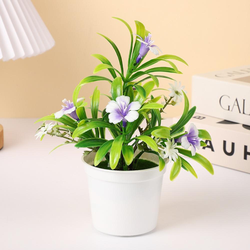 Plastic Morning Glory Artificial Potted Plants Multicolor Faux Bonsai  Home Decoration