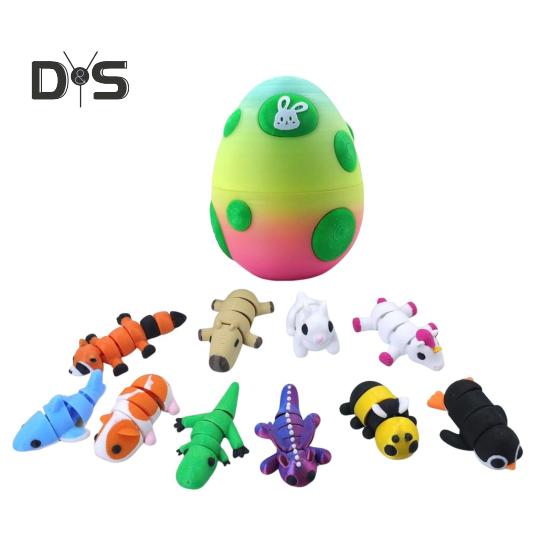

Яйцо дракона с мини-животными, 3D-печатные шарнирные фигурки животных внутри яйца, карманная игрушка для питомца, игрушка для детей, подарок, пасхальная корзина, наполнители разноцветный