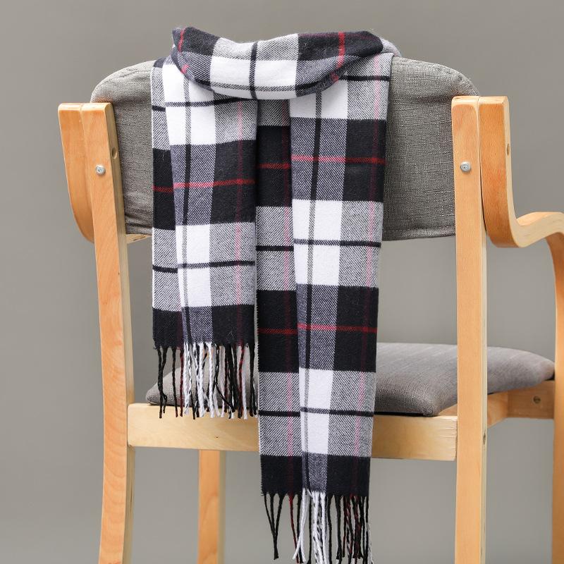 Autumn And Winter Men'S Plaid Scarf British Plaid Imitation Cashmere Tassel Couple Parent-Child Men'S Scarf