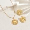 Ladies Flower Necklace Set, Personalized Metal Sunflower Design Pendant Chain Earrings Jewelry Women