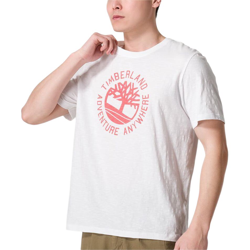Timberland Loose Fit Fashion Outdoor Sports Commuting Crew Neck Short Sleeve Raglan T-Shirt Men Tops White A2Q4A100