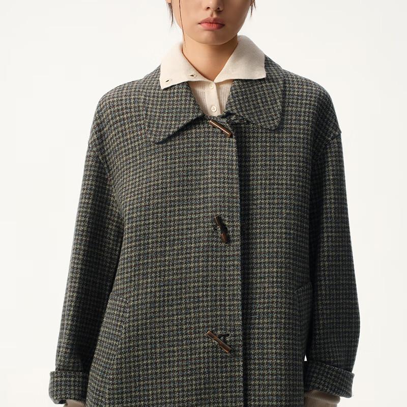 Broadcast Women's Plaid Wool Toggle Button Coat
