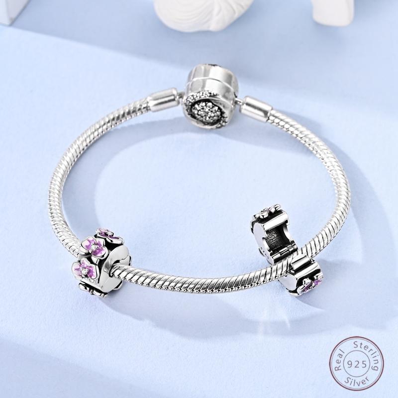 Charm Beads Purple Flowers Copper Pendant 3Mm Diy Party Christmas Fine Jewelry Making Gift