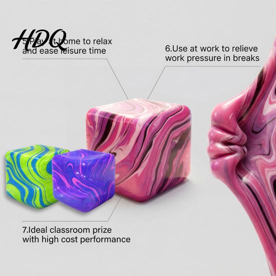 Hand Stress Ball Flow Texture Cube Anxiety Relief Squeeze Sensory Toy Slow Rebound Decompression Home Office Relaxation Tool