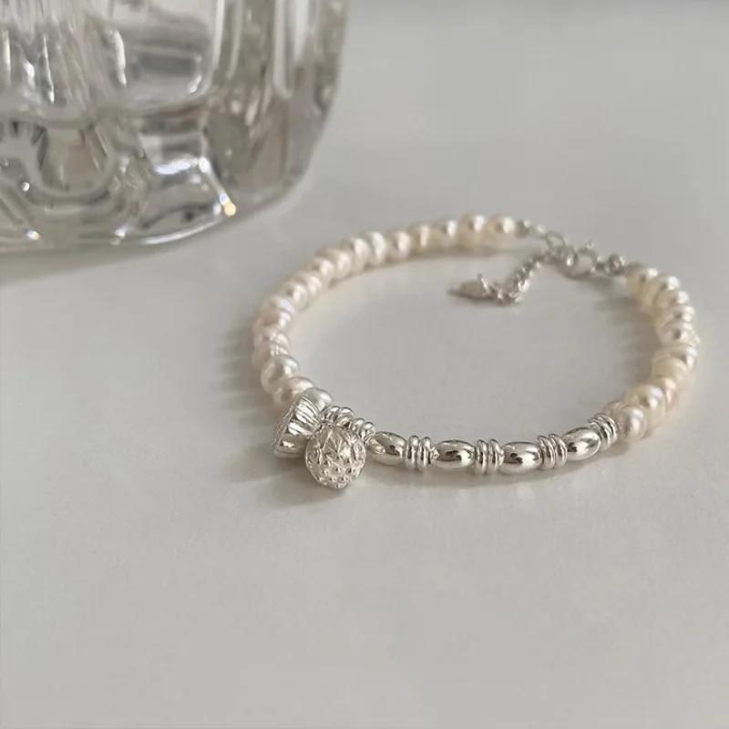 VENTFILLE Bracelet en argent sterling 925 avec perles et nœuds en bambou pour femme et fille, bijoux coréens simples, cadeau d'anniversaire, livraison directe