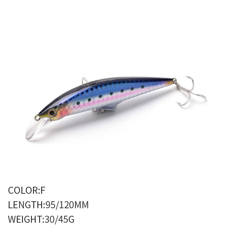 High Quality Sea Fishing Heavy Minnow Bait 120mm 45g Long Cast Freshwater Perch Sinking Minnow Lure A9093