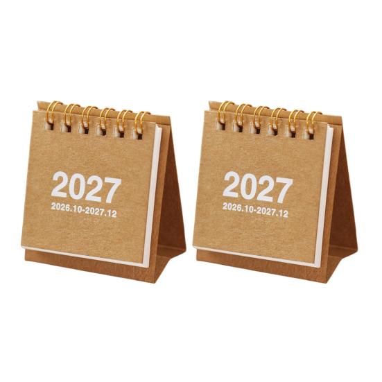 Tragbarer Schreibtischkalender für das Büro, Mini-Schreibtisch 2026-2027, Okt. 2026 bis Dez. 2027, Aufstellbarer Klappkalender, Kleiner funktionaler Planungskalender, 14