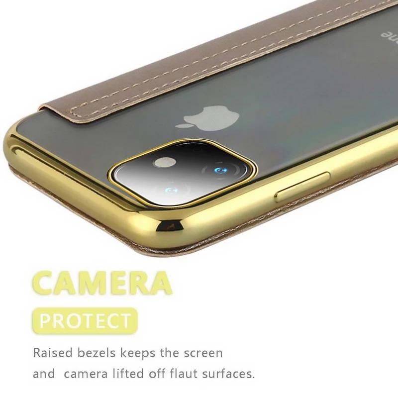 Carteira de Luxo Capa Flip para Celular para IPhone 16 Pro MAX 15 14 Plus 13 12 11 Couro X XR XS Max à Prova de Choque Capa Traseira Transparente