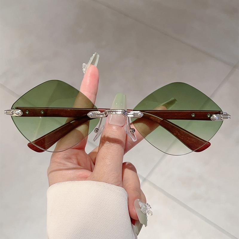 Rimless Rhombic Sunglasses Men Fashion Vintage Gradient Casual Shades Women Trendy Brand Design Outdoor Decor Sun Glasses