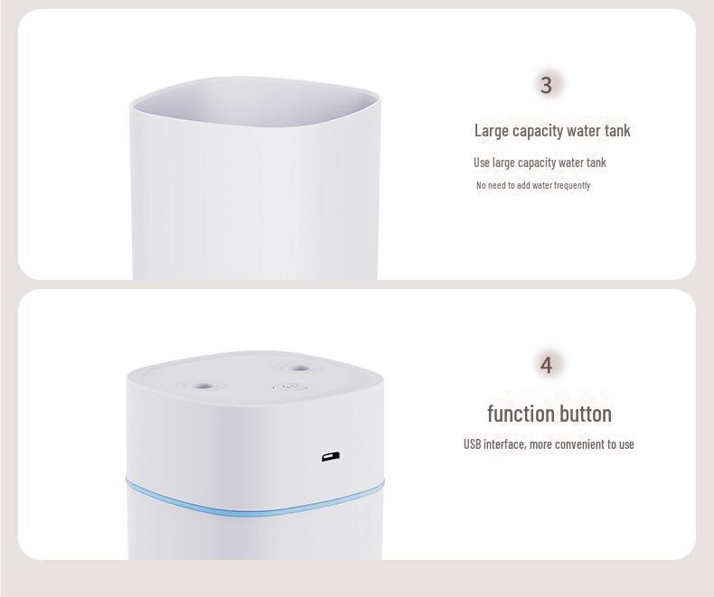 Umidificator Portabil cu Duze Duble - Purificator de Aer de Birou Compact și Hidratant pentru Casă sau Dormitor