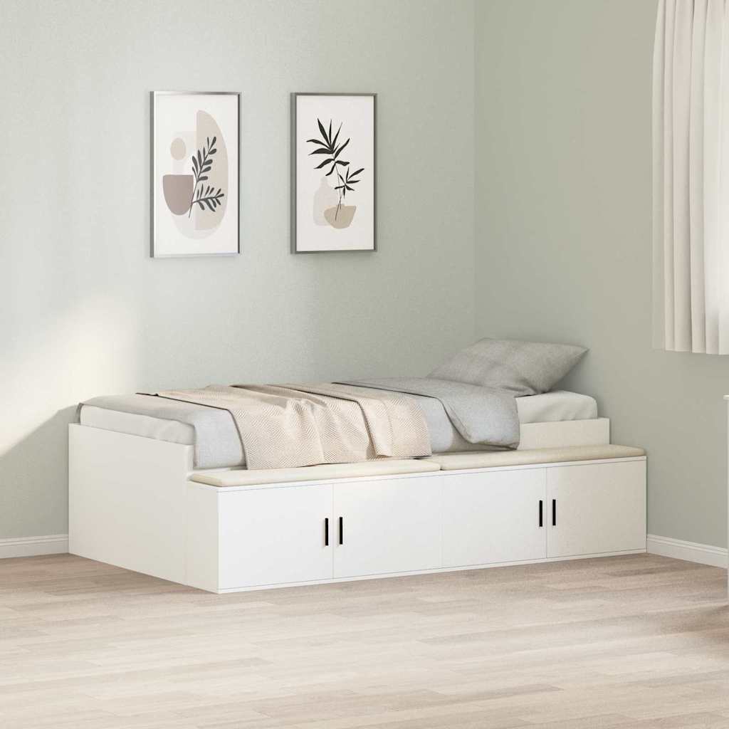 Bed Frame with Drawers White 90 x 200 cm Particleboard