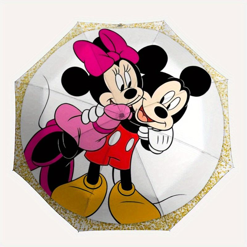 

1pc Mickey, Minnie Automatic Folding Umbrella, 8-Rib Portable & Foldable Design, Highqualityy0722117