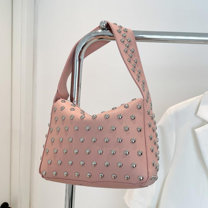 New Rivet Portable Shoulder Underarm Bag 2025 Trend Heavy Industry Premium Personality Locomotive Bag Handbag