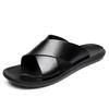 Men Black Leather Slippers Simple Flats Summer Brown Outdoor Roman Sandals Outdoor Beach Shoes for Father Over Sized