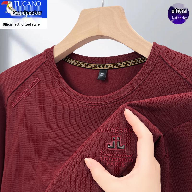 Woodpecker Men's 2025 Fleece-Lined Crew Neck Long Sleeve Sweatshirt for Autumn/Winter