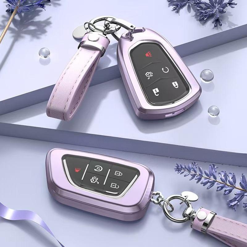 Car Key Case For Cadillac Key Pouch Xt5/Xts/Ct5/Ct6/Xt4/Xt6/Atsl Full Coverage High-End Shell Buck Cover Goddess