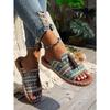 Bohemian Flat Sandals for Women - 2025 Summer New Fringe Design - Size 43 Beach Sandals