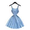 Noble Sense French Retro Autumn Dress: Spaghetti Strap, Waist-Cinching, Slimming Pleated Stripe Knit, 2025 Women's Collection