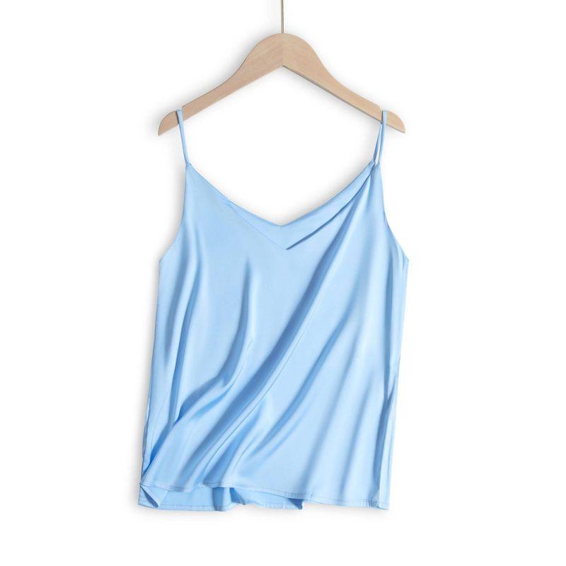 Silk Camisole for Women, V-Neck Spring/Summer Top, Trendy Base Layer, Stylish Acetate Outerwear Tank Top