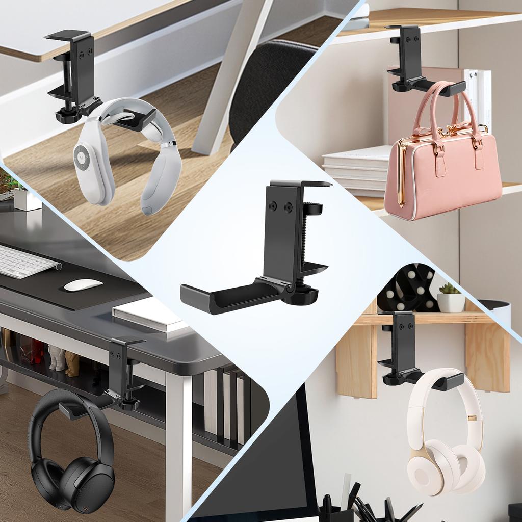 Faltbarer Kopfhörerständer Aufhänger Halter Platzsparend Soundbar Ständer Passend für Gaming PC Zubehör Unter Tisch Klemme Haken Halterung