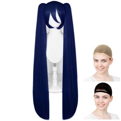 Peruca Cosplay CaseEden, Premium Longas Marias Chiquinhas com Franja, Resistente ao Calor, Azul-Preto, WIG6193