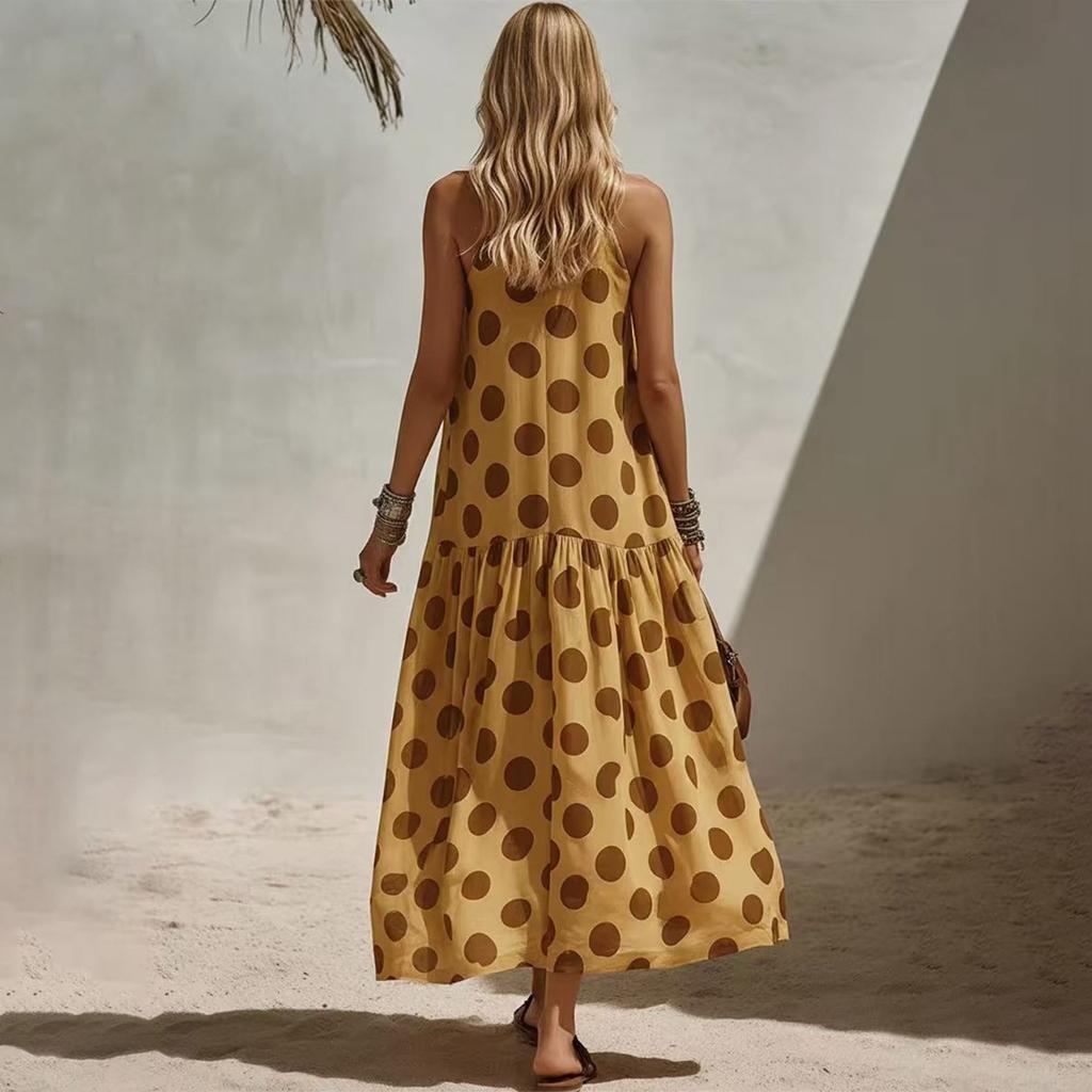 Sleeveless Polka Dot Maxi Dress for Women Loose Fit Boho Dresses for Women Suitable for Spring Dresses for Women Casual Occasions