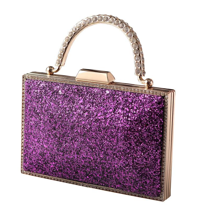 Advanced Gold Sequin Dinner Bag, Fashionable Diamond Studded Hand-held Party Dress Bag