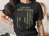 Female Veteran T-Shirt Camo Lettering, American Flag, Strong Women Tee