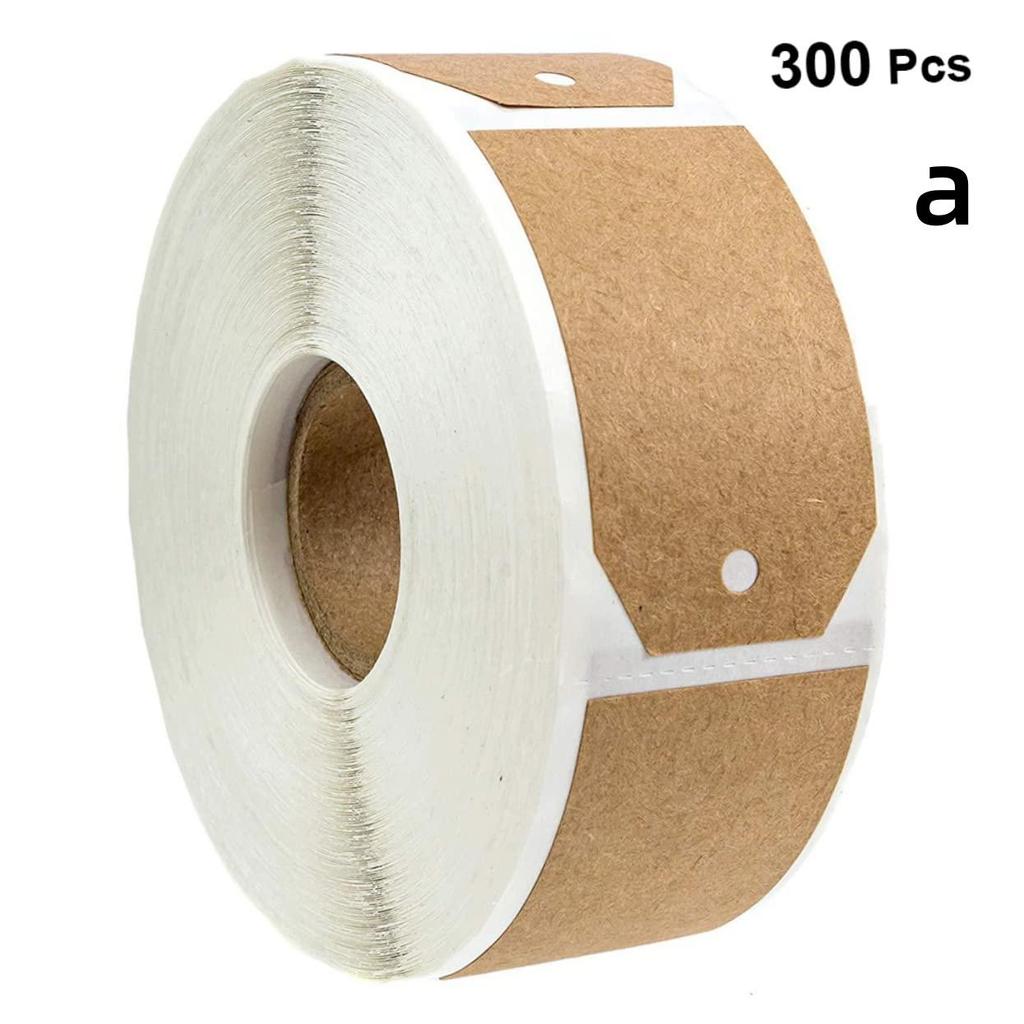 Natural Brown Kraft Paper Gift Tag Stickers Roll 300 Labels Festival Birthday Gift Tag Label Holiday Gift for Thank You Sticker Label