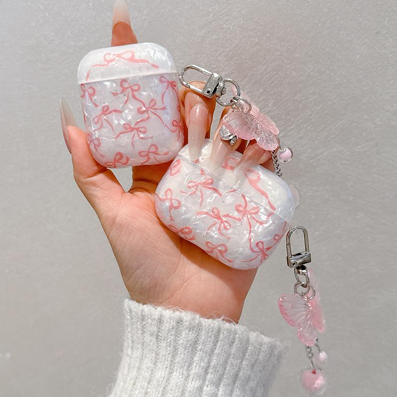 For Airpods 4 3 2 1 Case Cute Glitter Bow knot butterfly Shell pattern Crystal Soft Clear Earphone Cover For Airpods Pro 2 3 Protective