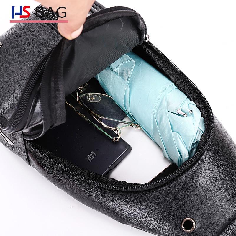 Men's New Style PU Leather Chest Bag – Soft Material, Single Shoulder Business Pack for Outdoor Travel & Hiking
