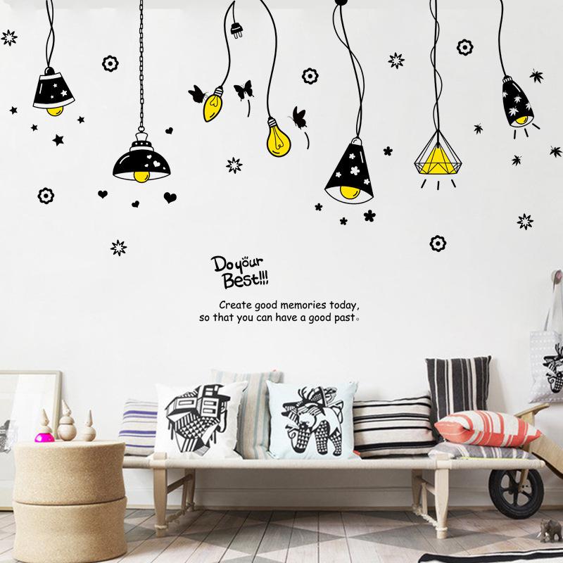Adesivo da Parete Lampadario Stile Nordico Colorato Rimovibile Decorazione Sfondo TV per Camera da Letto e Soggiorno Adesivo Vetro Finestra
