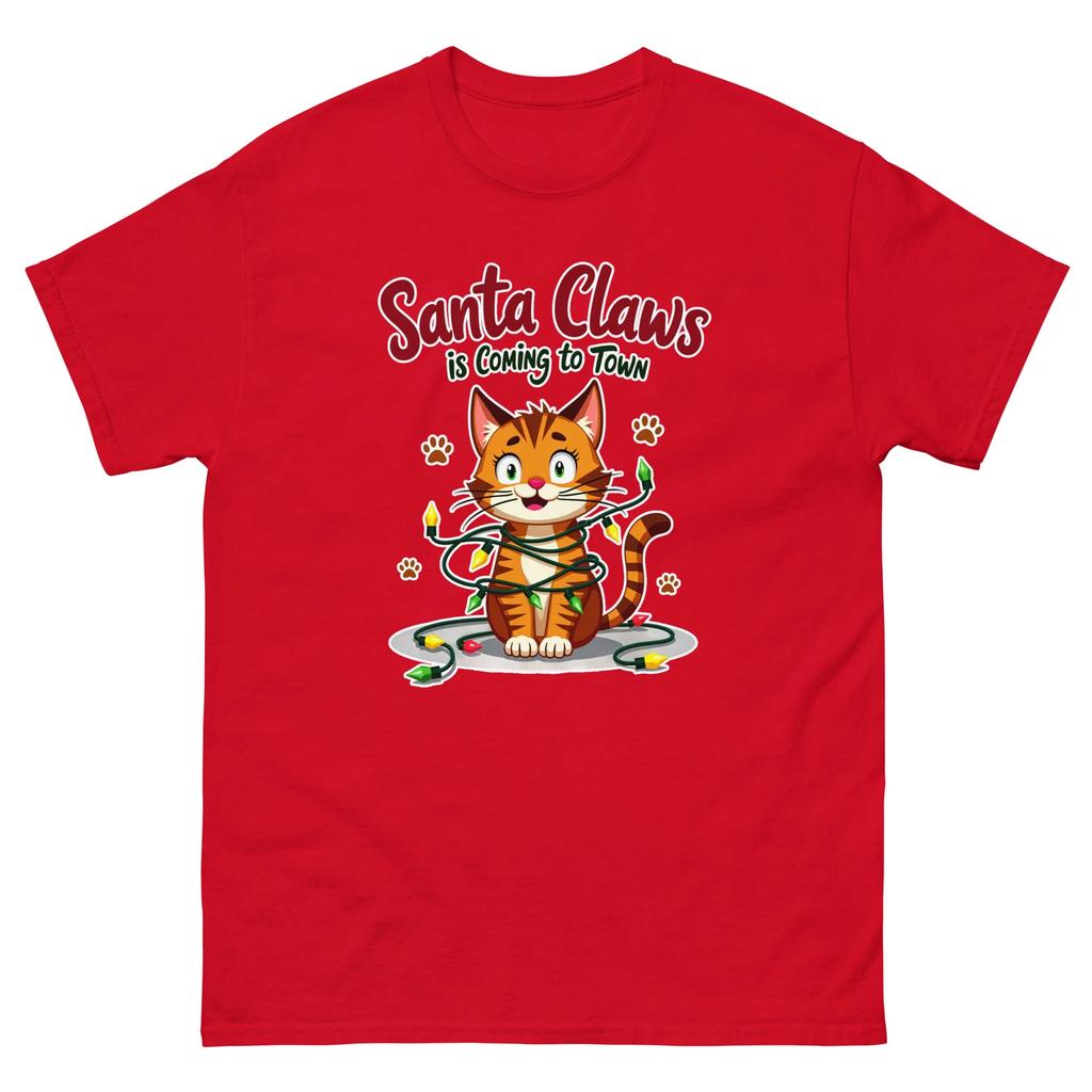 Santa Claws Is Coming To Town Christmas Xmas Funny T-Shirt