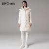 Jinyujie Women's Mid-Length Hooded 90% White Duck Down Jacket