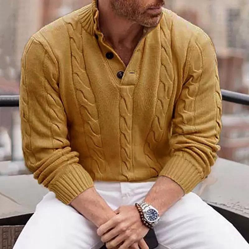 2025 Autumn/Winter New Arrival Men's Solid Color High Neck Long Sleeve Knitted Sweater