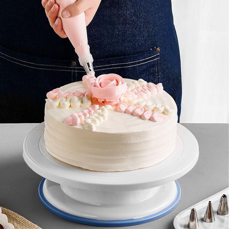Plastic Cake Decorating Turntable Non Slip Base Smooth Rotation Perfect For Home Baking Pastry Making