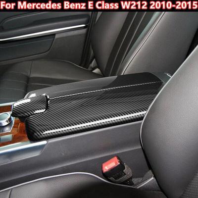 Pokrywa środkowego podłokietnika samochodowego z włókna węglowego w kolorze czarnym Akcesoria wewnętrzne do mercedes-benz klasy E W212