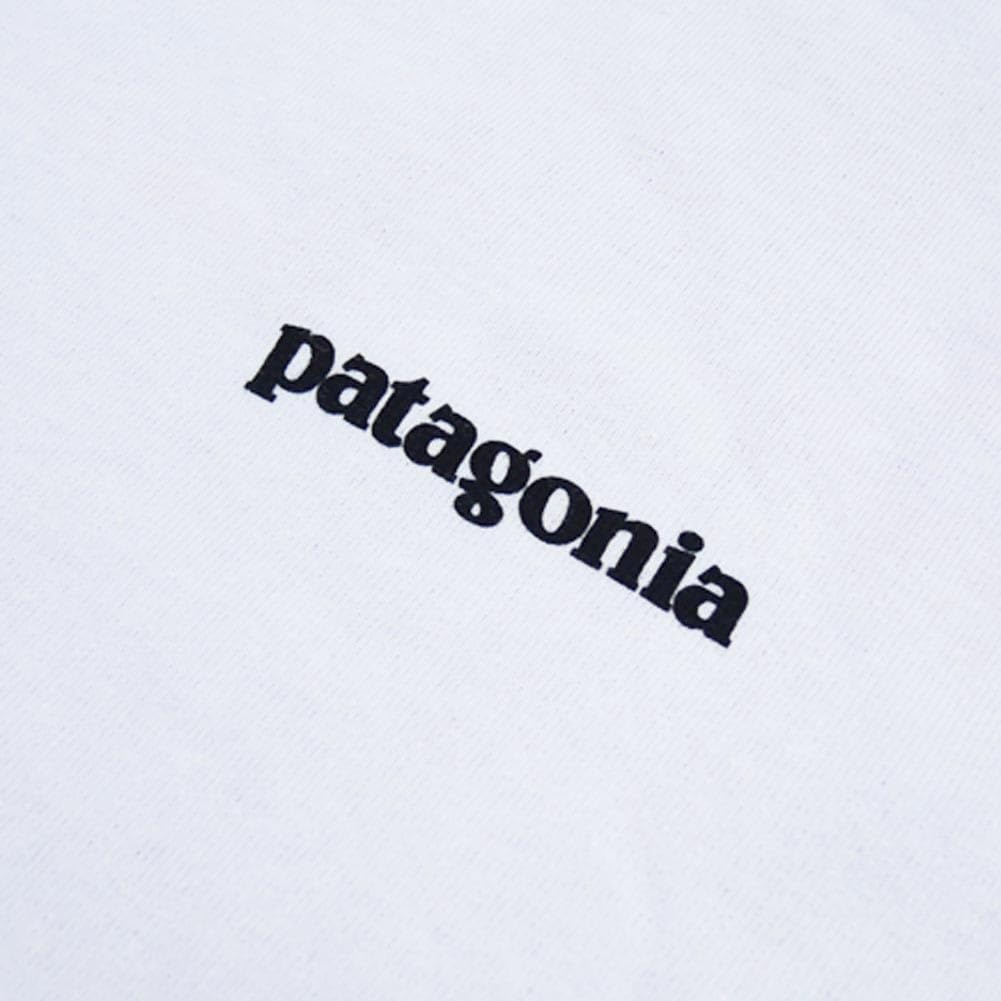Patagonia Logo Responsibility Size 38518 Men's Long-Sleeved P-6 T-Shirt, White, Small,