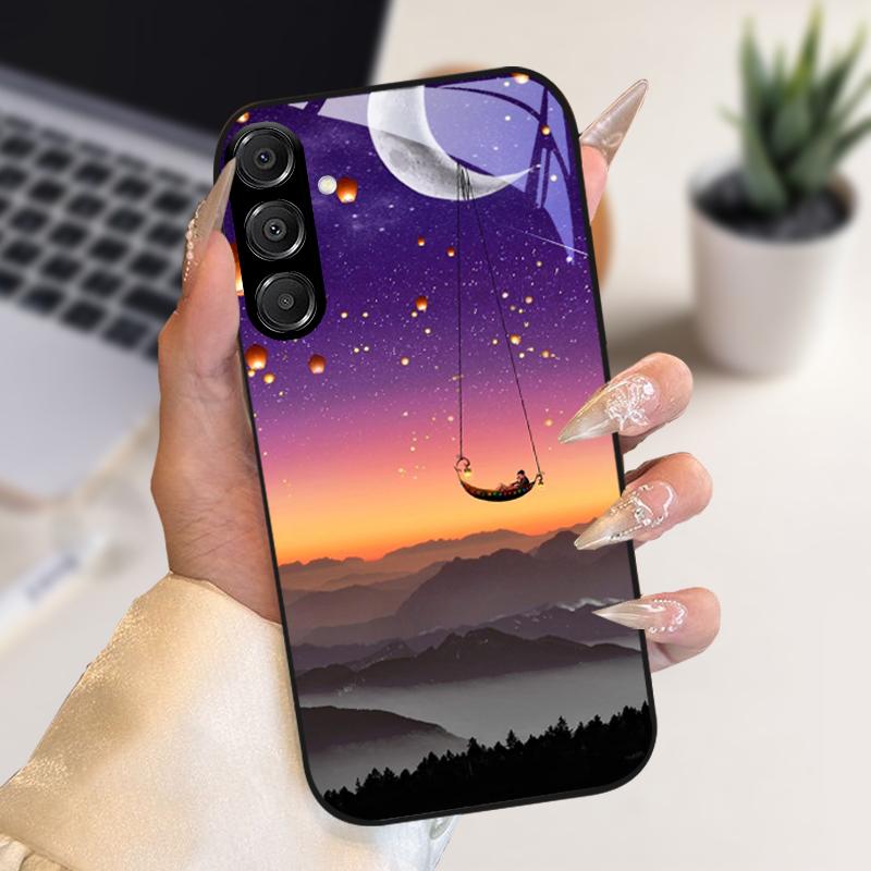 Fashion Coque For Samsung A55 A56 Case A25 A26 Tempered Glass Phone Cover For Galaxy A15 A35 A36 Hard PC Glass Protective Fundas