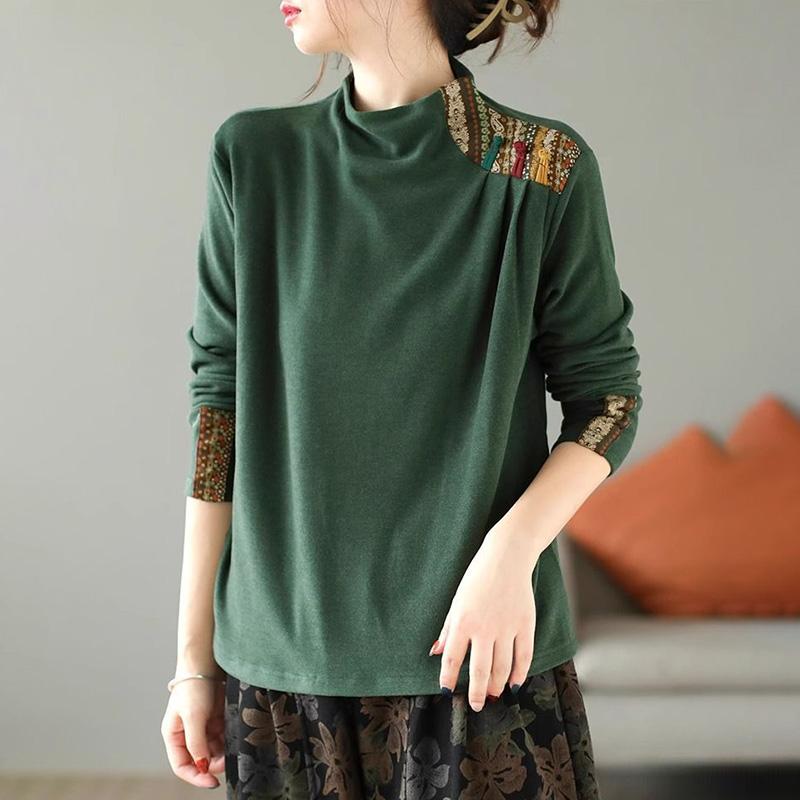 Oberteile Damen Übergröße Herbst Winter Mittellang Samt Verdickt Elastisches Hemd Mode Druck Locker Lässige Oberteile