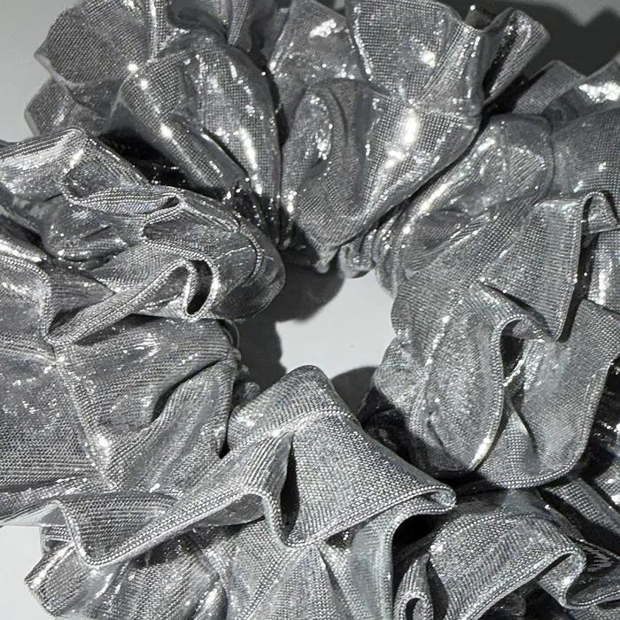 Double Frill Silver Scrunchie