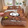 Snoopy Woodstock Bear Costumes Bedding Set Personalized Washable Custom 3Pcs Duvet Cover Pillowcases Soft Microfiber Home Bedroom Gift