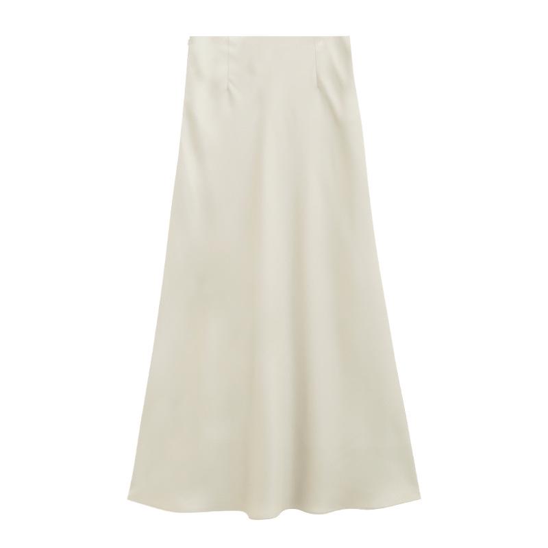 

Love & Nancy Весна 2025 Юбка А-силуэта с завышенной талией, атласная, с отделкой «рыбий хвост» Large