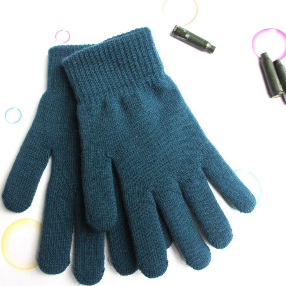 Plush Lining Full Fingered Gloves Thicken Women Men Mittens Ribbed Knitted Gloves  Winter Season