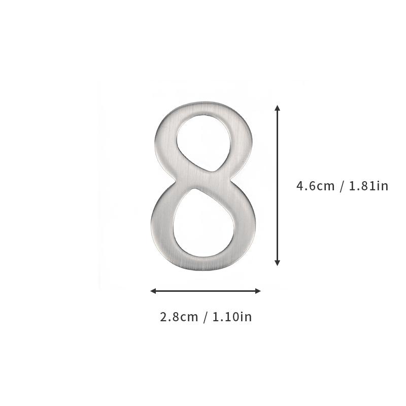 Aluminum Alloy Door Number with Backing Adhesive 5*3cm Silver House Number Apartment Door Number for Outdoor Hotel Home Mailbox